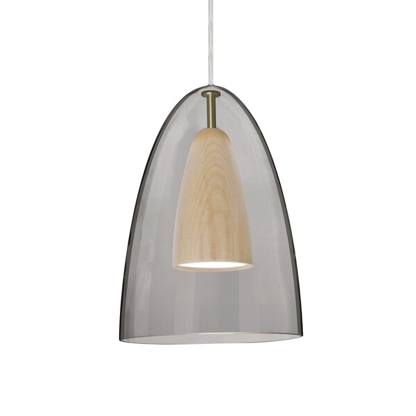 Besa Lighting Dano Cord Pendant, Smoke/Natural, Satin Nickel Finish, 1x9W LED 1JT-DANOSMNA-LED-SN - main